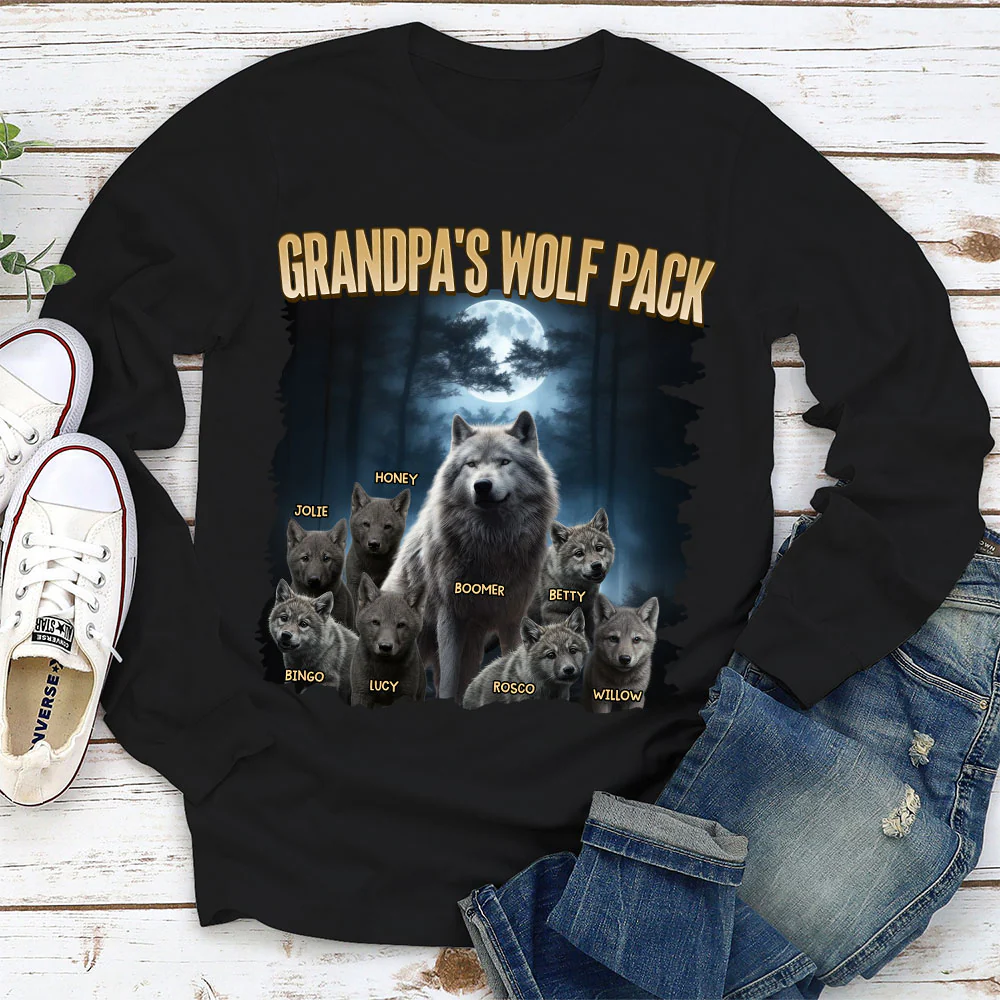 Dad Wolf Pack - Personalized Custom Shirt - Image 4
