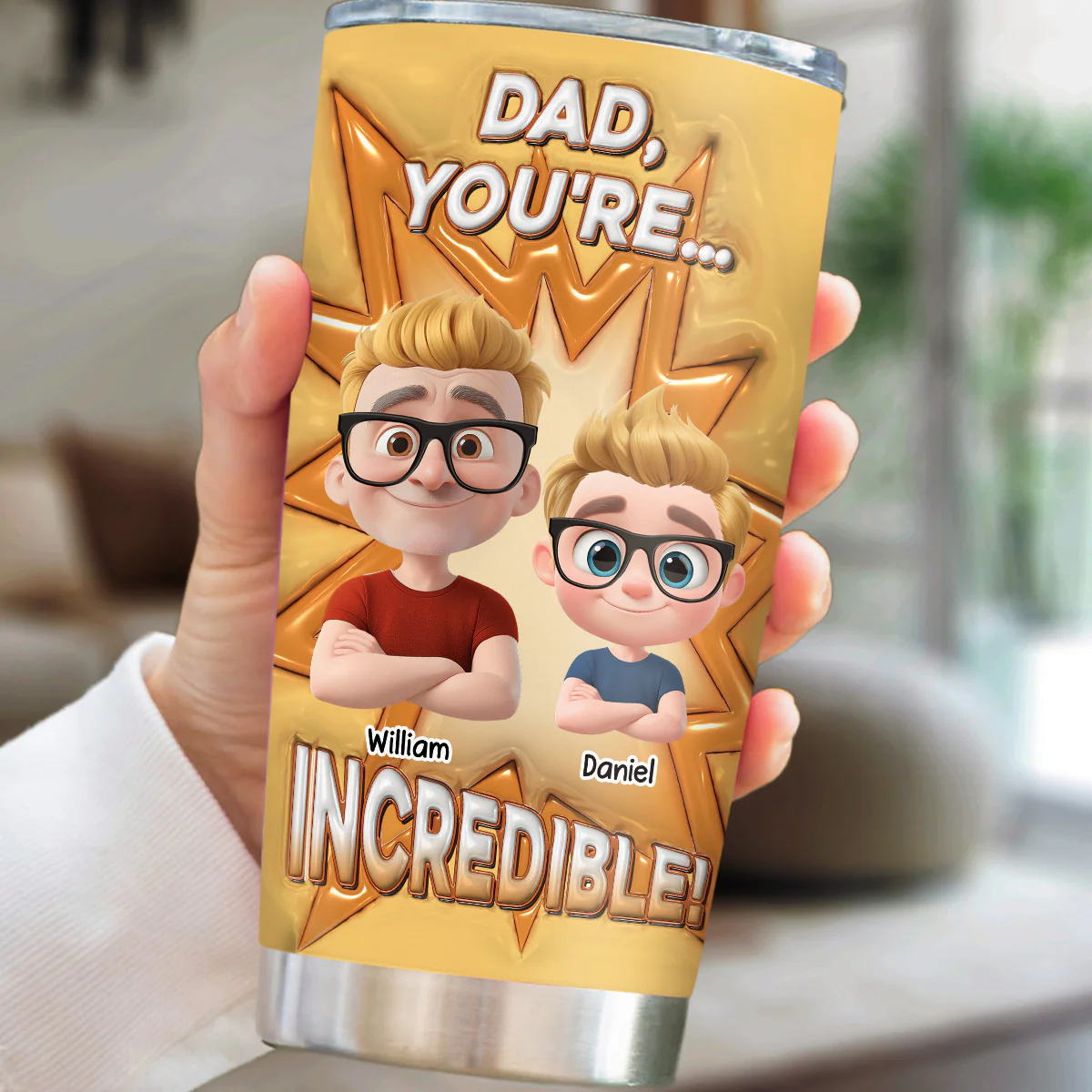 Dad You Are Incredible - Personalized Custom 3D Inflated Effect Tumbler - Image 2