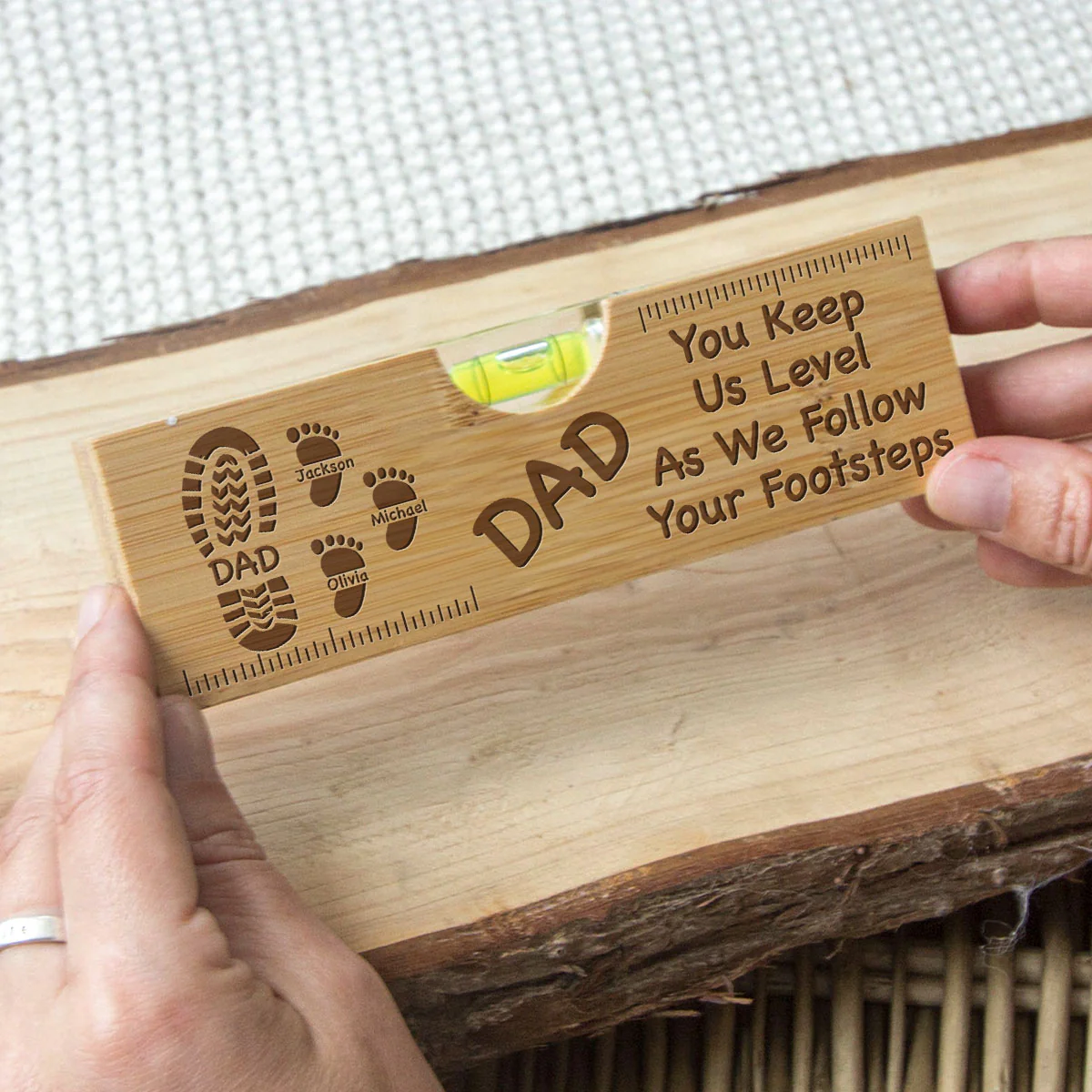 Dad You Keep Me Level - Personalized Custom Engraved Wooden Spirit Level Bottle Opener - Image 2