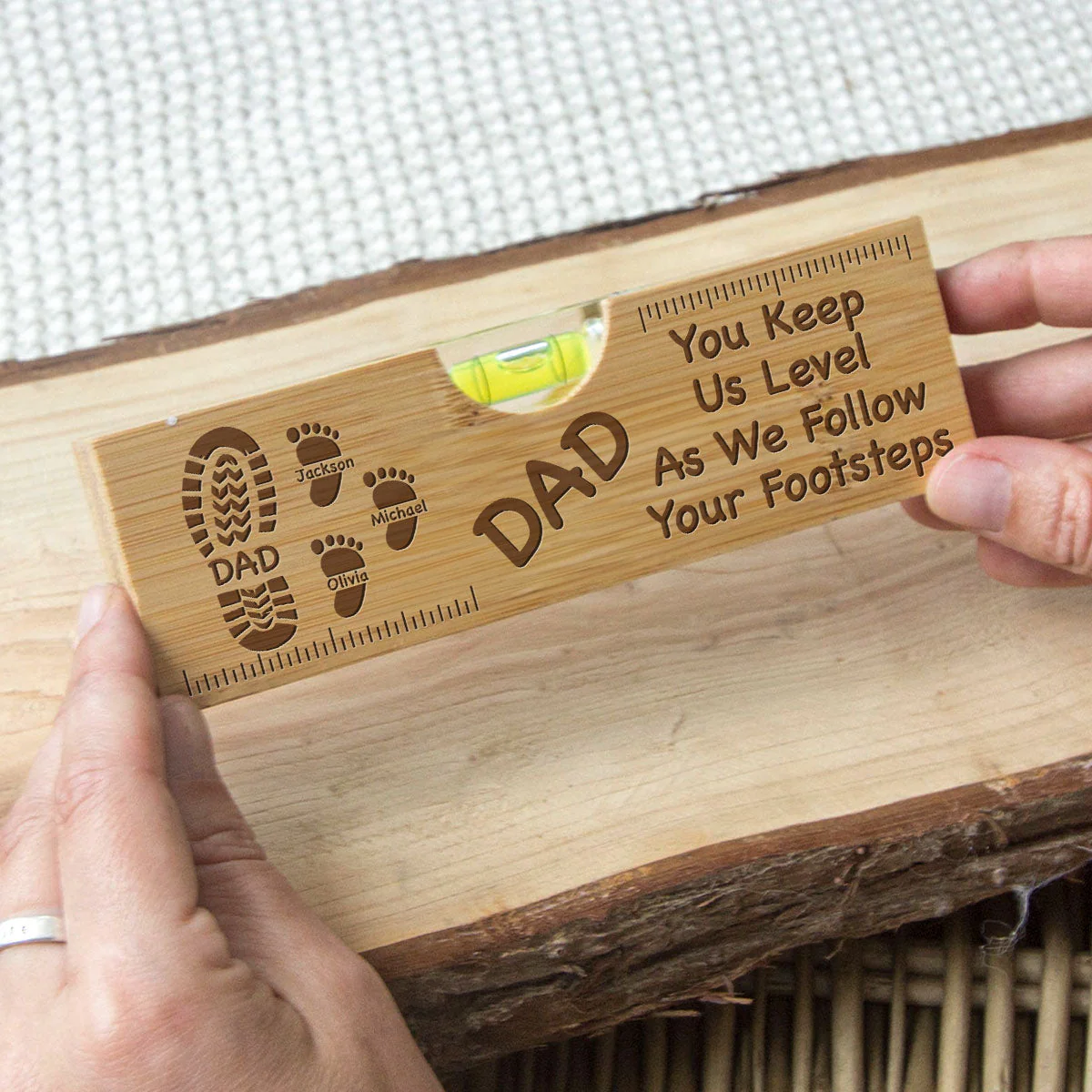 Dad You Keep Me Level - Personalized Custom Engraved Wooden Spirit Level Bottle Opener - Image 2