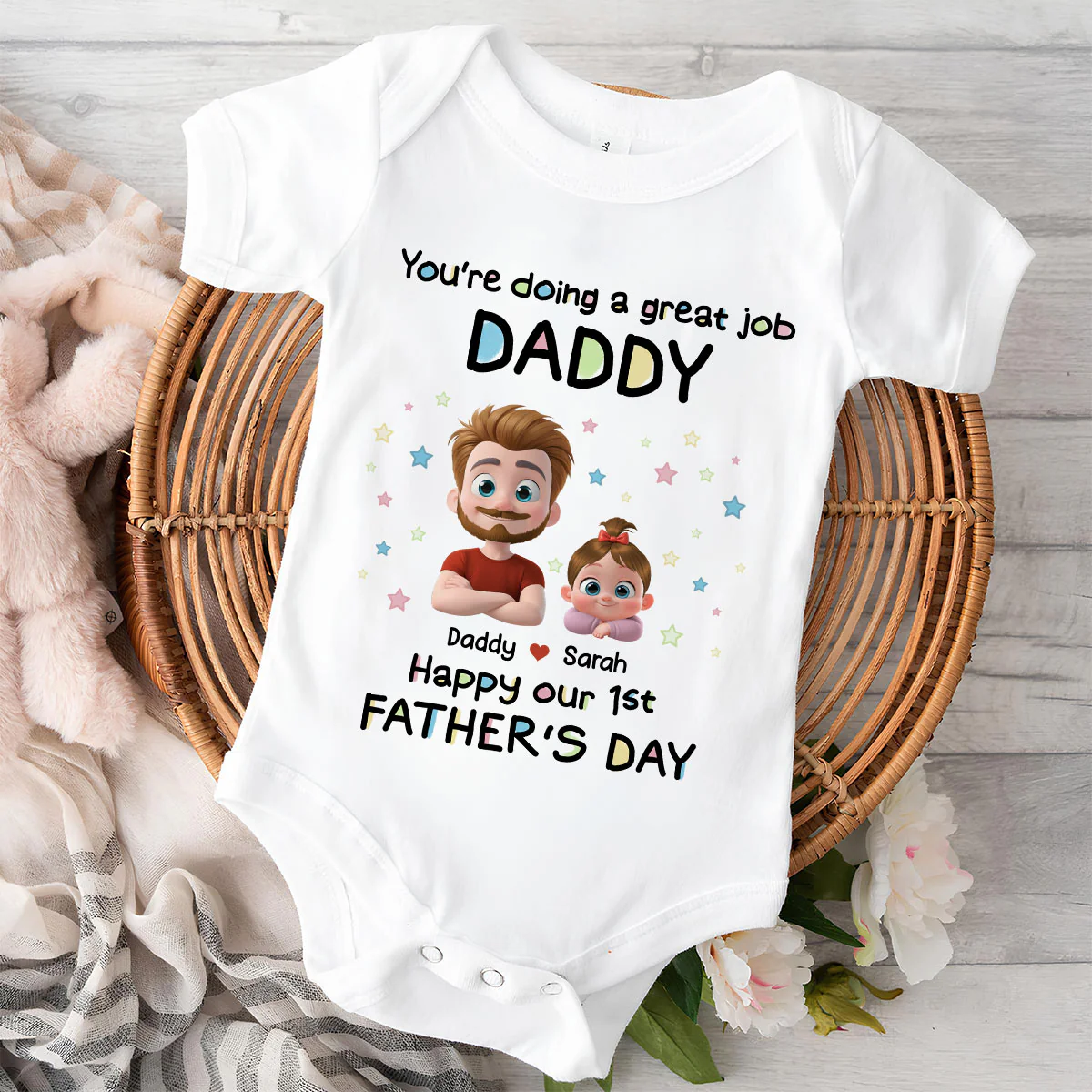Daddy And Baby - Personalized Custom Baby Onesie - Image 2