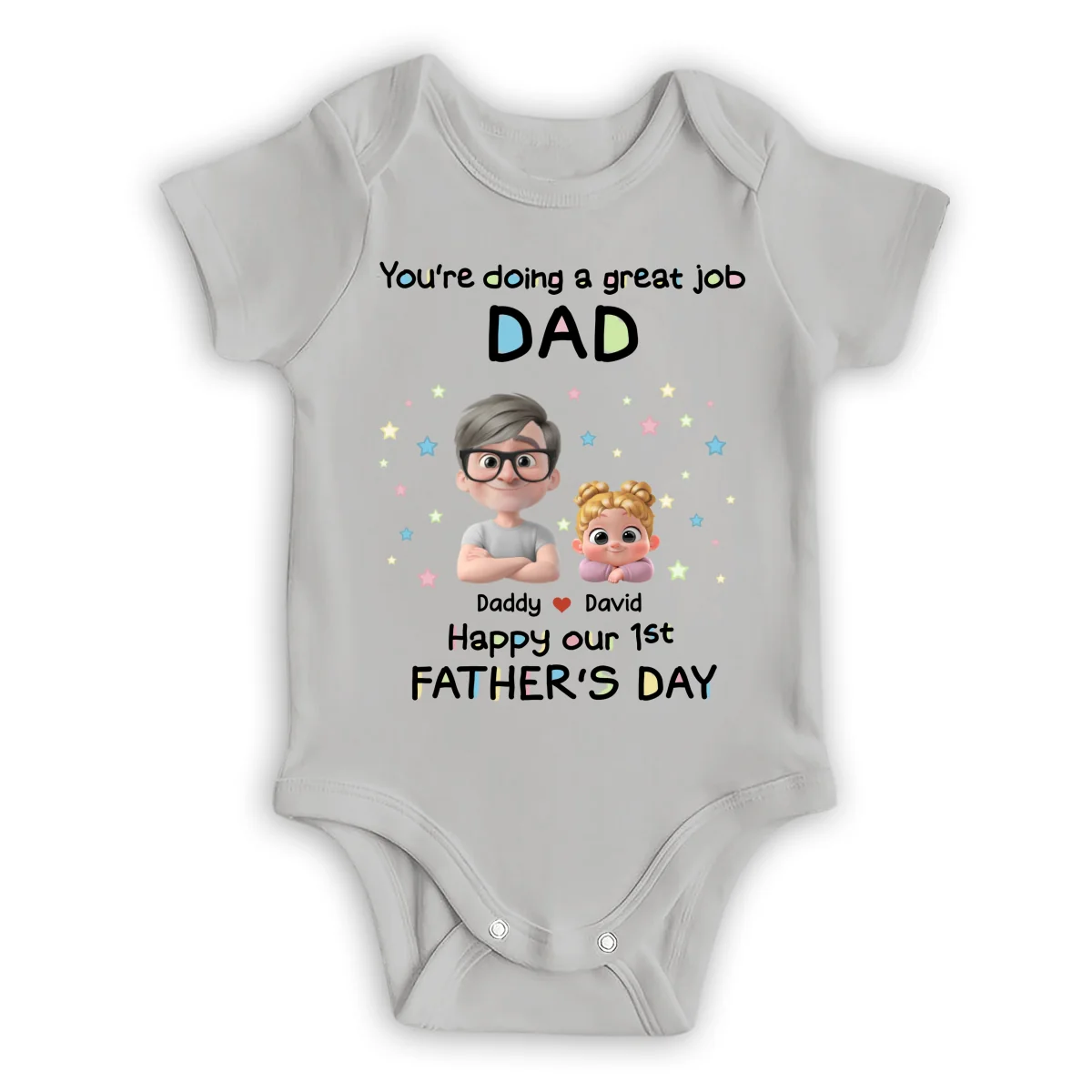 Daddy And Baby - Personalized Custom Baby Onesie - Image 7