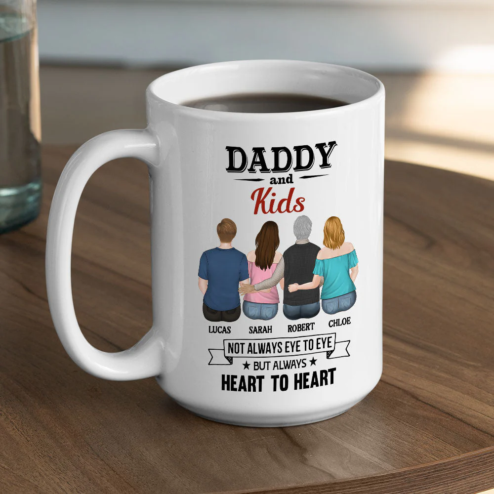 Daddy And Daughter Always Heart To Heart - Personalized Custom Coffee Mug - Image 2