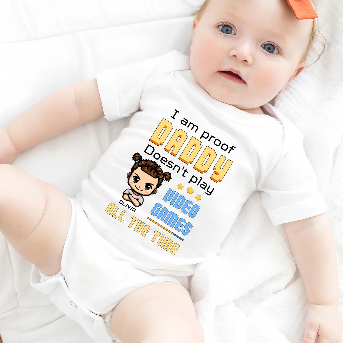 Daddy Can Not Play Video Games All The Time - Personalized Custom Onesie - Image 4