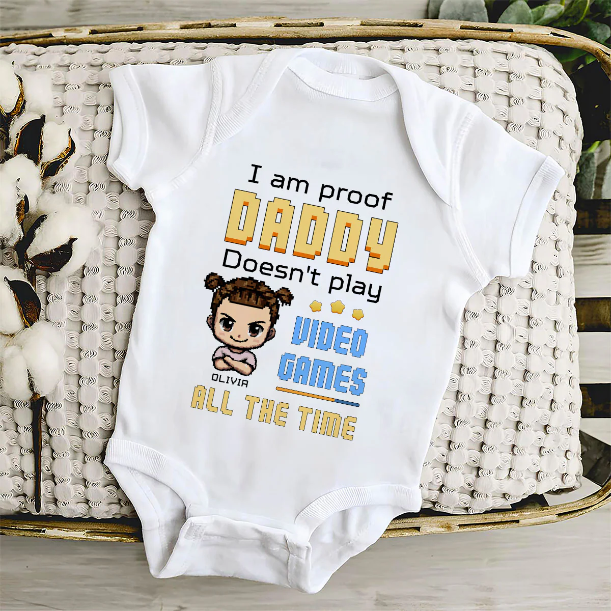 Daddy Can Not Play Video Games All The Time - Personalized Custom Onesie - Image 5
