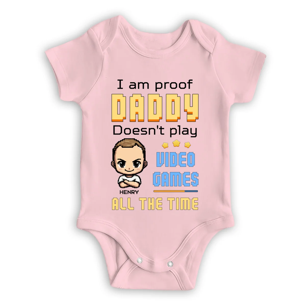 Daddy Can Not Play Video Games All The Time - Personalized Custom Onesie - Image 9