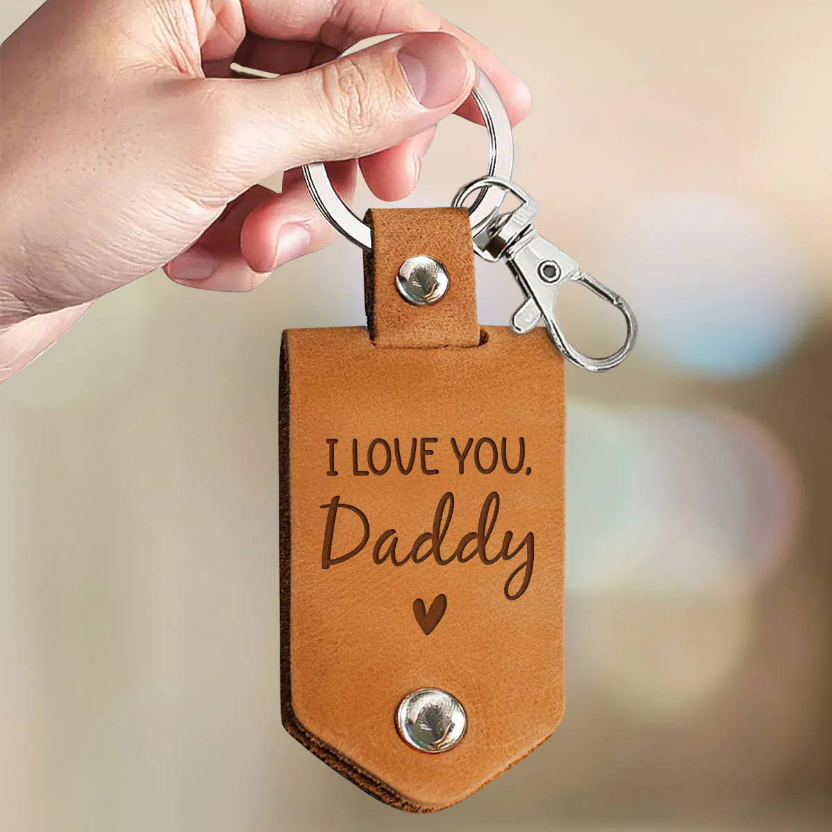 Daddy Cant Wait To Meet You From The Bump - Personalized Leather Photo Keychain - Image 3