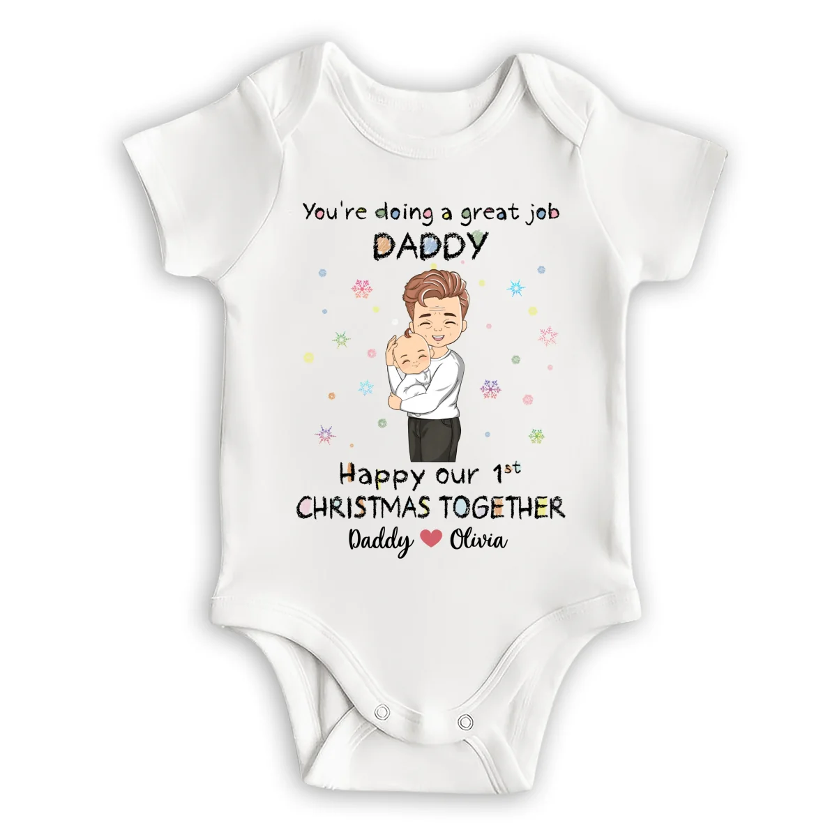 Daddy Doing A Great Job Christmas - Personalized Custom Baby Onesie - Image 6