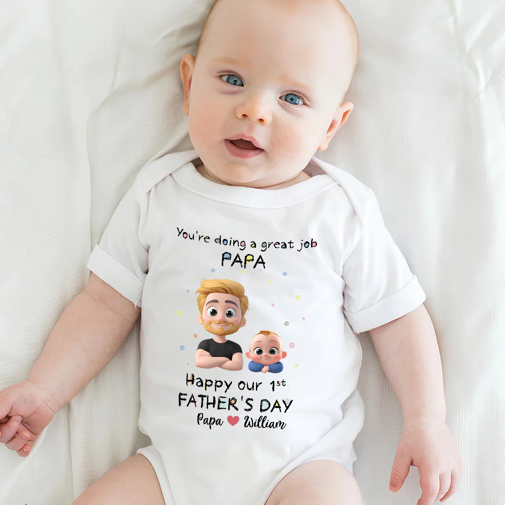 Daddy Doing A Great Job - Personalized Custom Onesie - Image 3