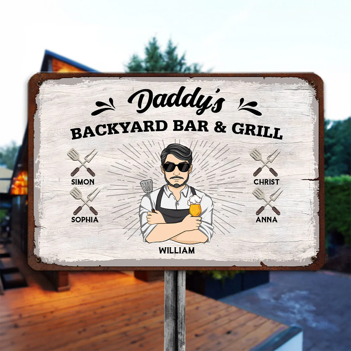 Daddy Mommy Grilling Place - Personalized Custom Metal Sign - Image 2