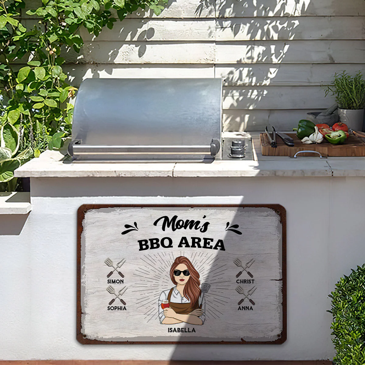 Daddy Mommy Grilling Place - Personalized Custom Metal Sign - Image 3