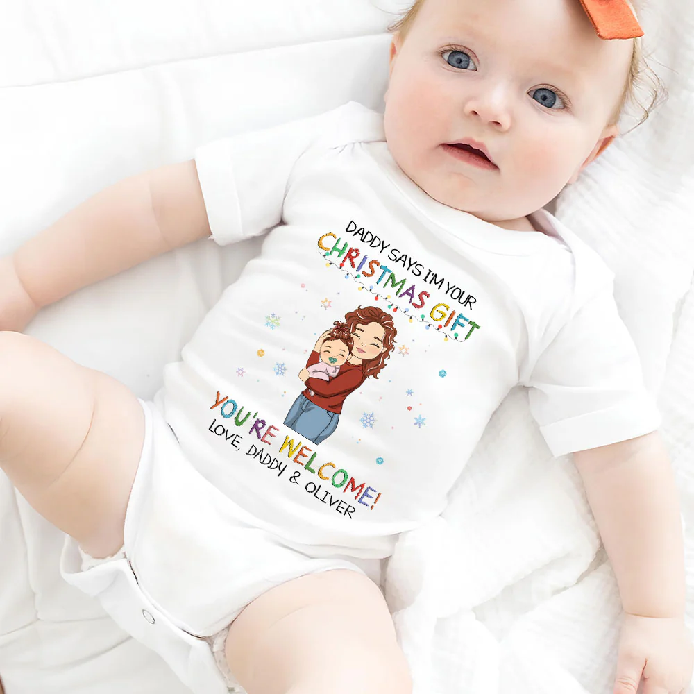 Daddy Says I Am Your Christmas Gift - Personalized Custom Baby Onesie - Image 4