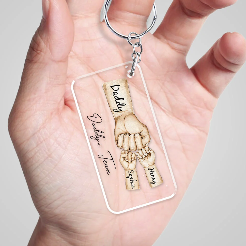 Daddy Team Fist Bump - Personalized Custom Acrylic Keychain - Image 5