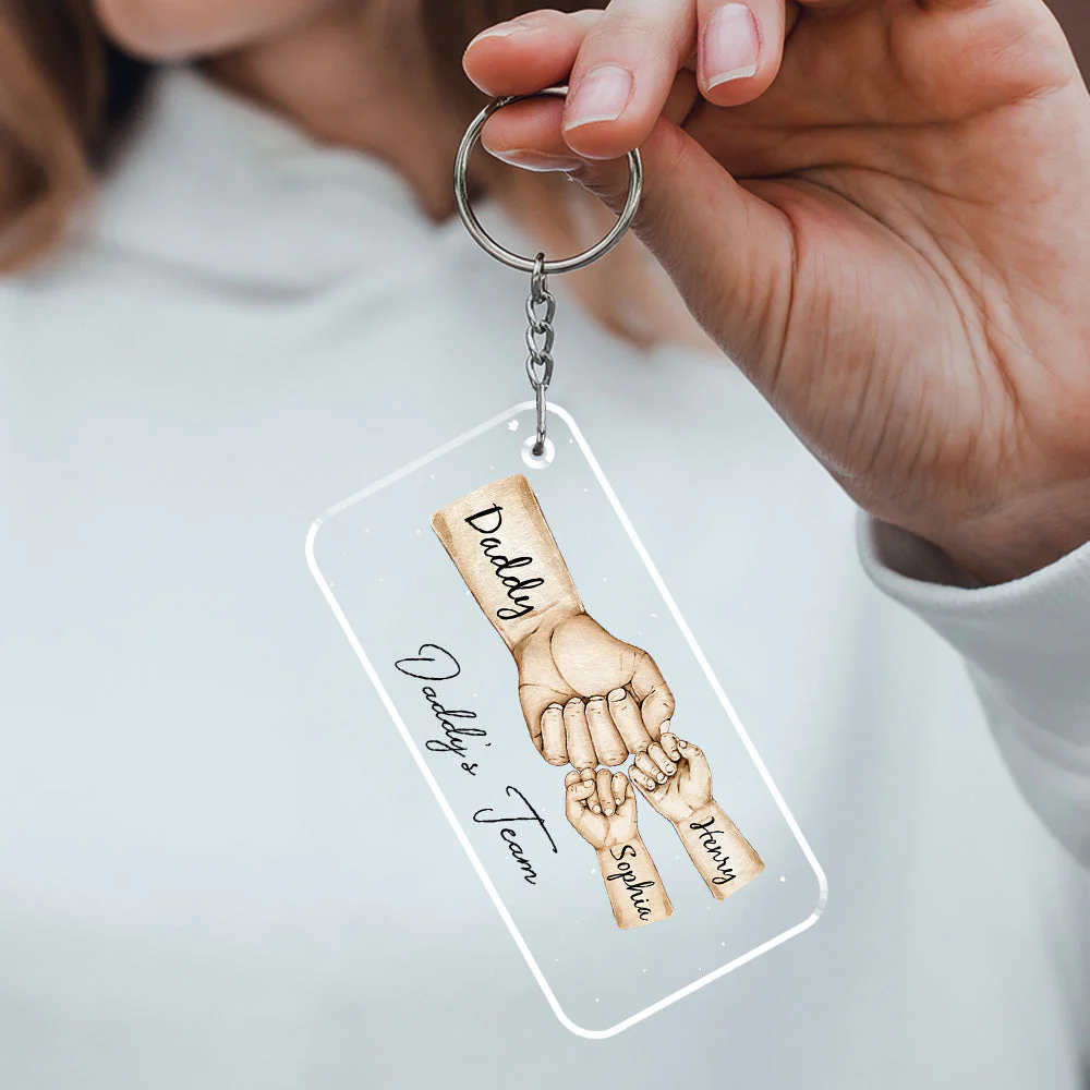 Daddy Team Fist Bump - Personalized Custom Acrylic Keychain - Image 6