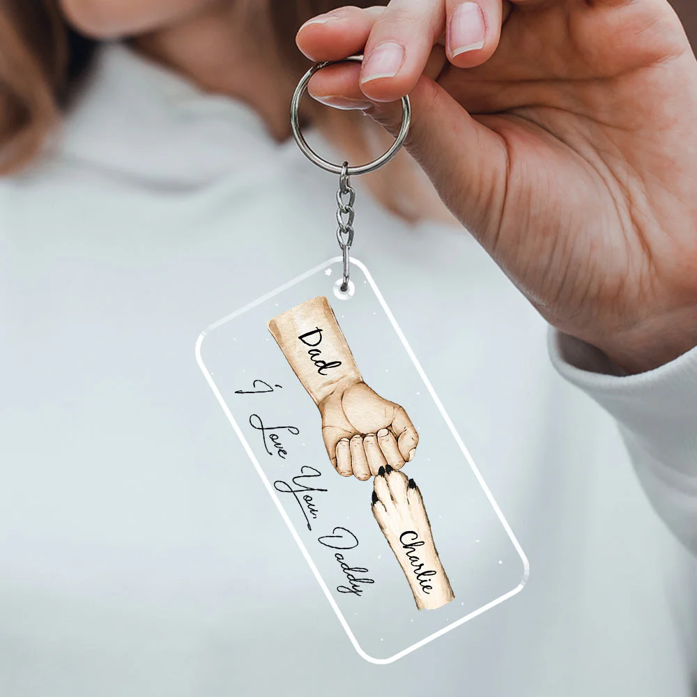 Daddy Team Fist Bump Version Pets - Personalized Custom Acrylic Keychain - Image 2