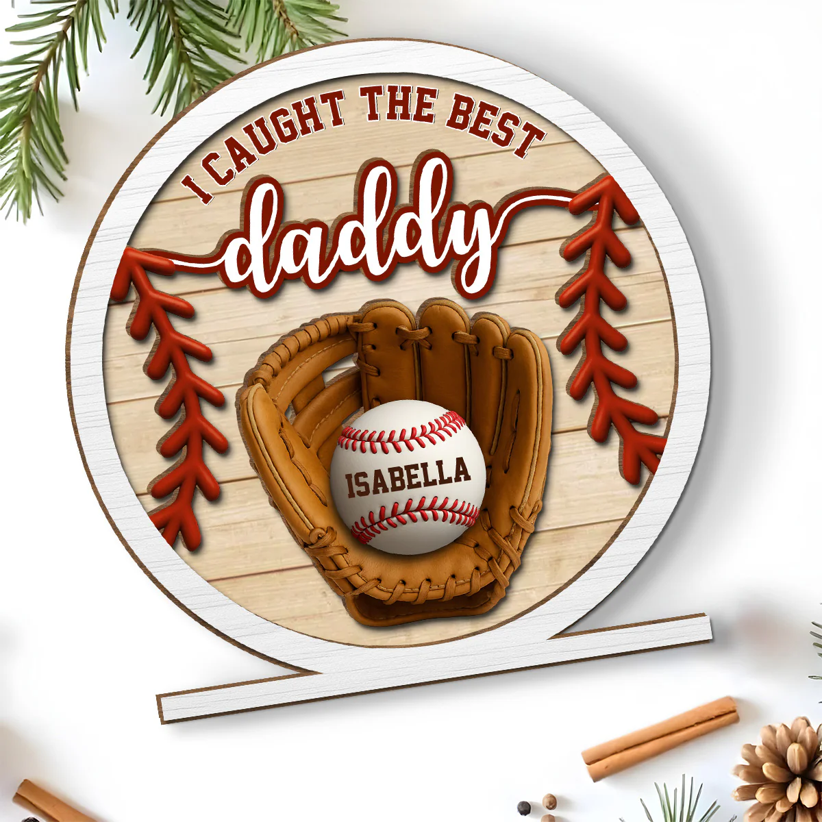 Daddy Team - Personalized Custom 2-Layer Wood Plaque With Flat - Image 4