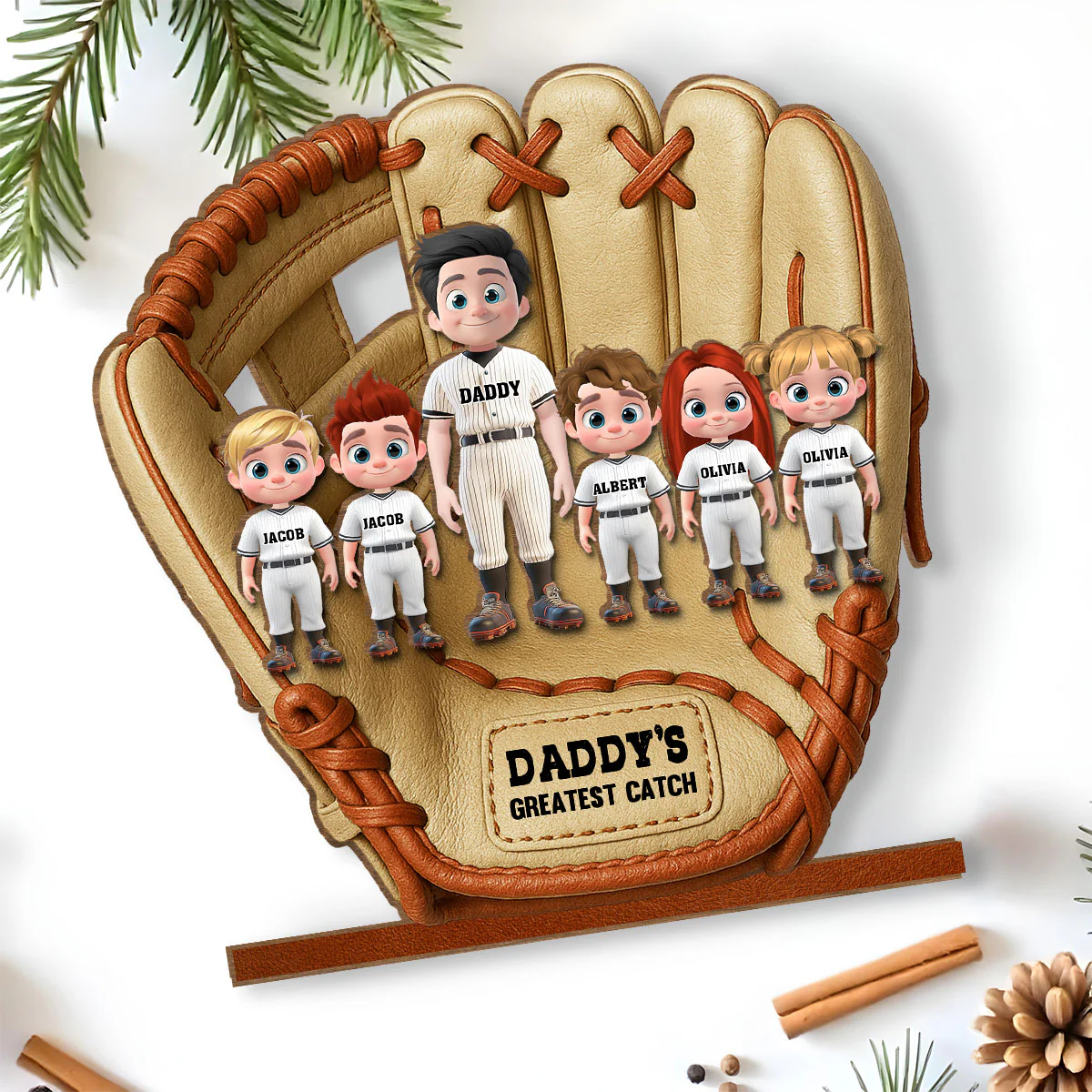 Daddy Team - Personalized Custom 2-Layer Wood Plaque With Flat Base - Image 5