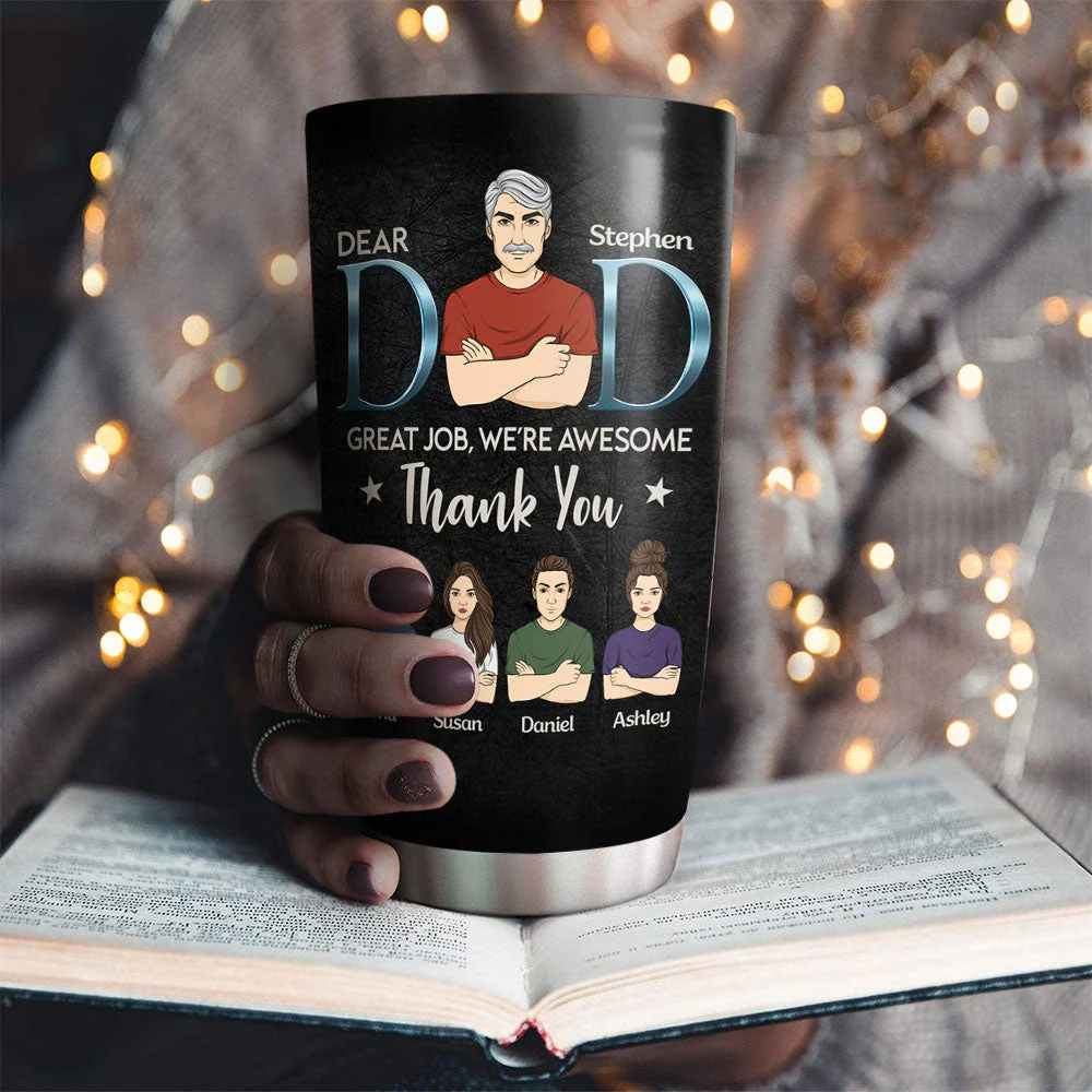 Daddy We Are Awesome Thank You - Personalized Custom Tumbler - Image 5