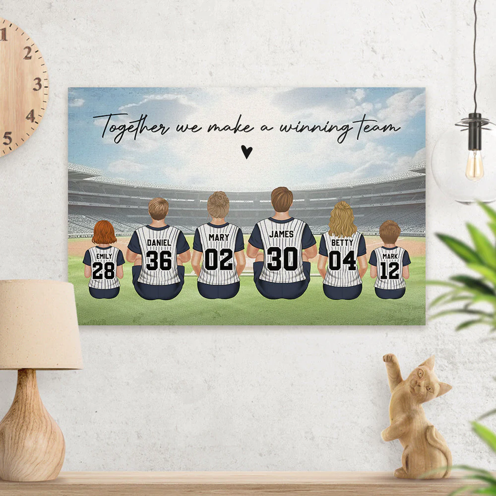 Daddys Team Baseball Family Sitting - Personalized Custom Poster - Image 4
