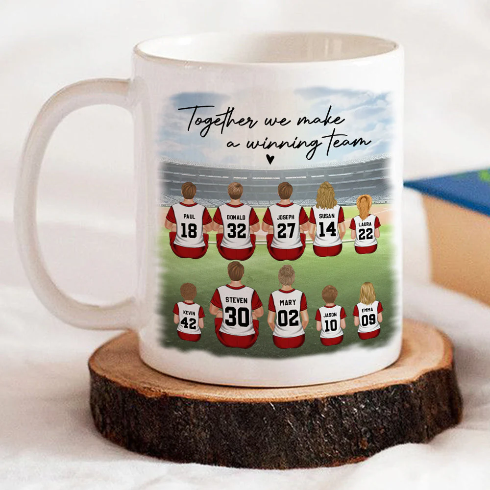 Daddys Team Basketball Family Sitting - Personalized Custom Coffee Mug - Image 3