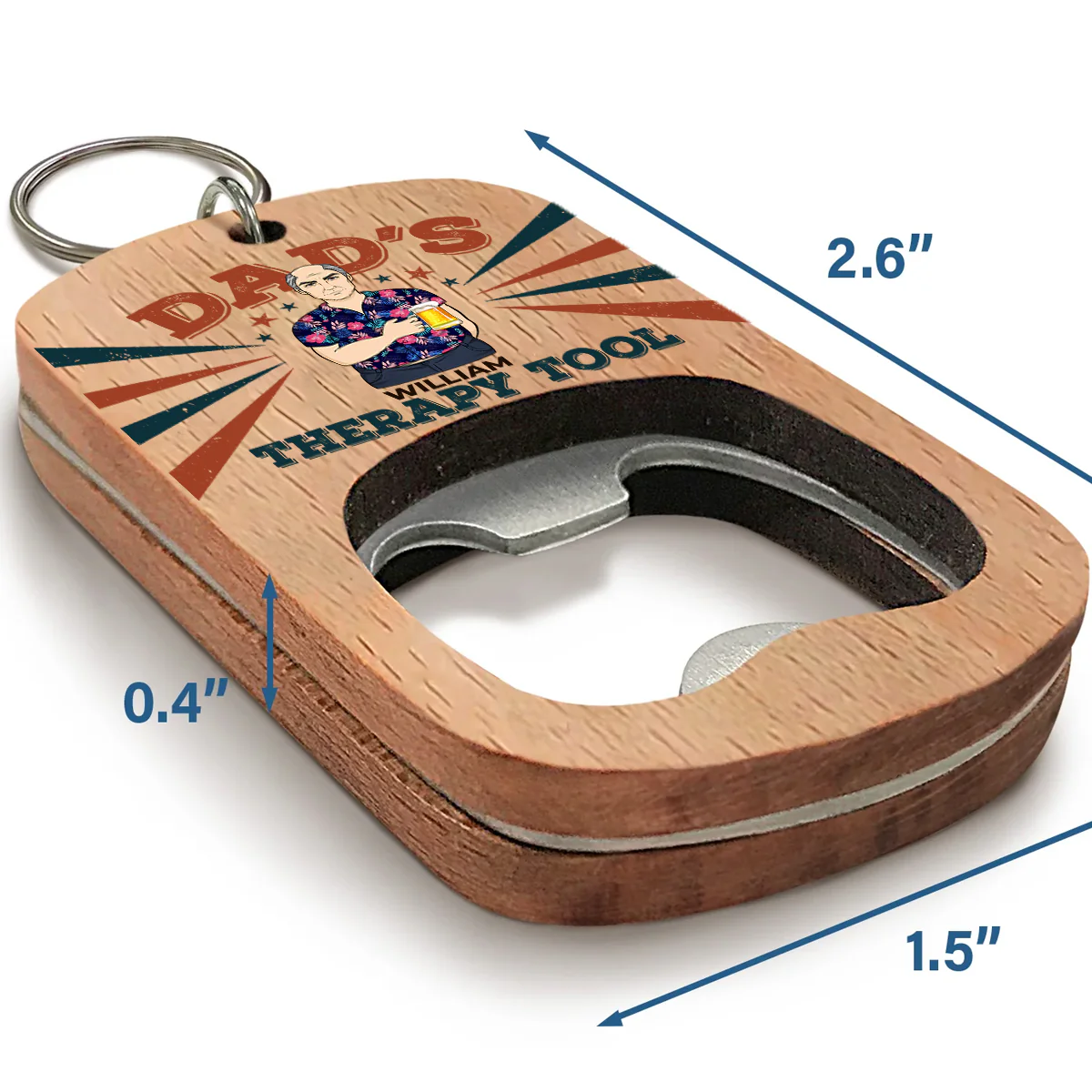Dads Survival Kit Essential - Personalized Custom Bottle Opener Keychain - Image 4