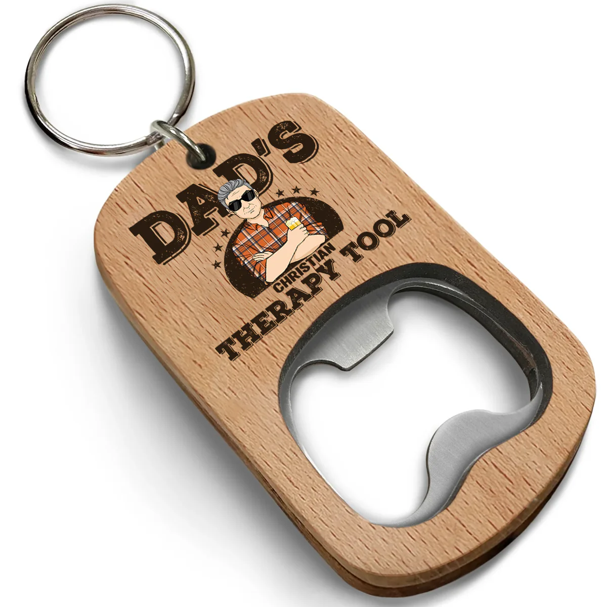 Dads Survival - Personalized Custom Bottle Opener Keychain - Image 2