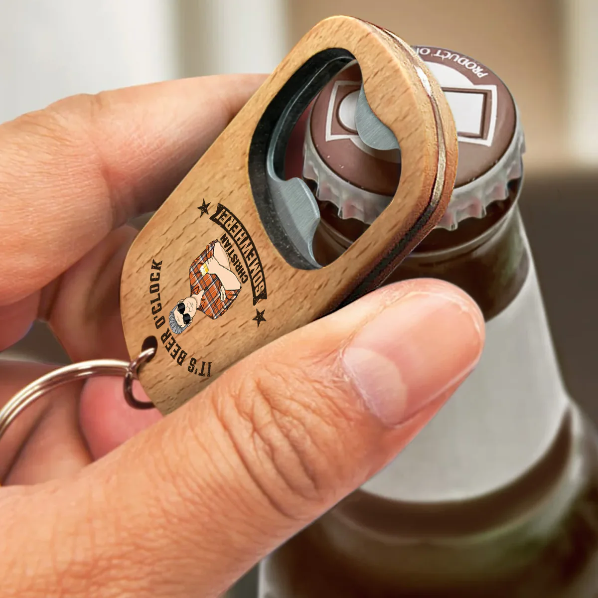 Dads Survival - Personalized Custom Bottle Opener Keychain - Image 4
