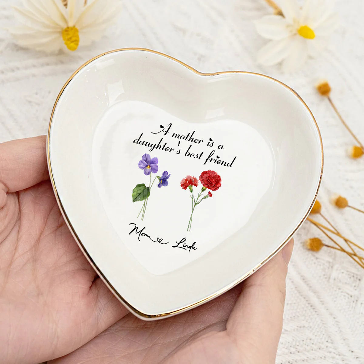 Daughter And Mother Are Best Friend - Personalized Custom Jewelry Dish - Image 2