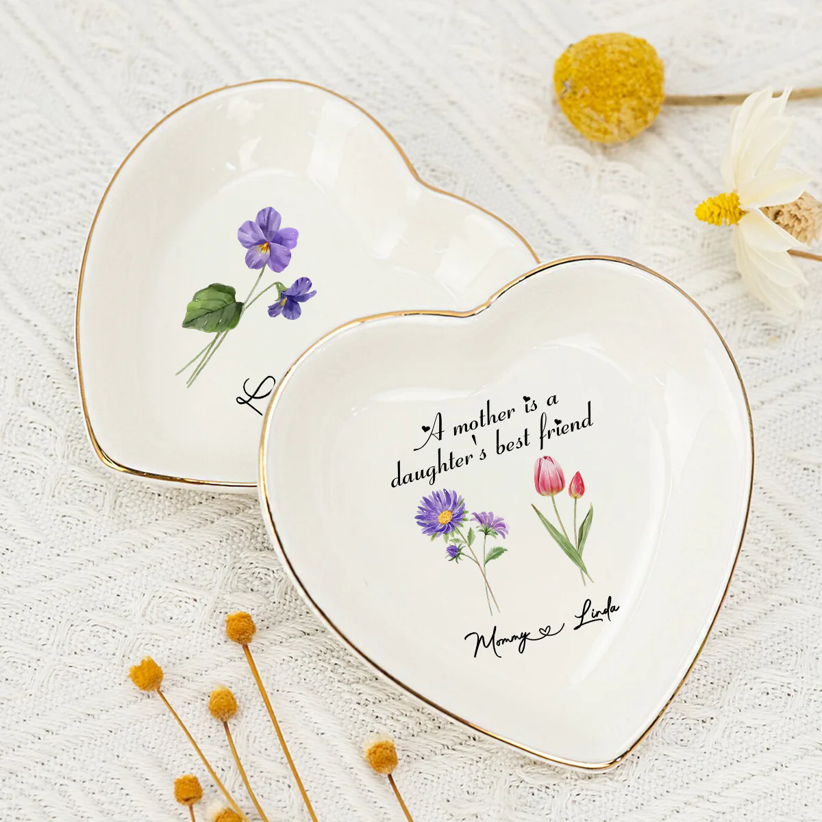 Daughter And Mother Are Best Friend - Personalized Custom Jewelry Dish - Image 3