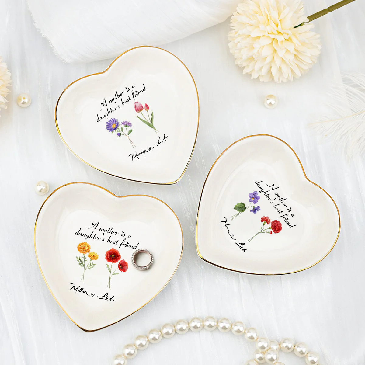 Daughter And Mother Are Best Friend - Personalized Custom Jewelry Dish - Image 4