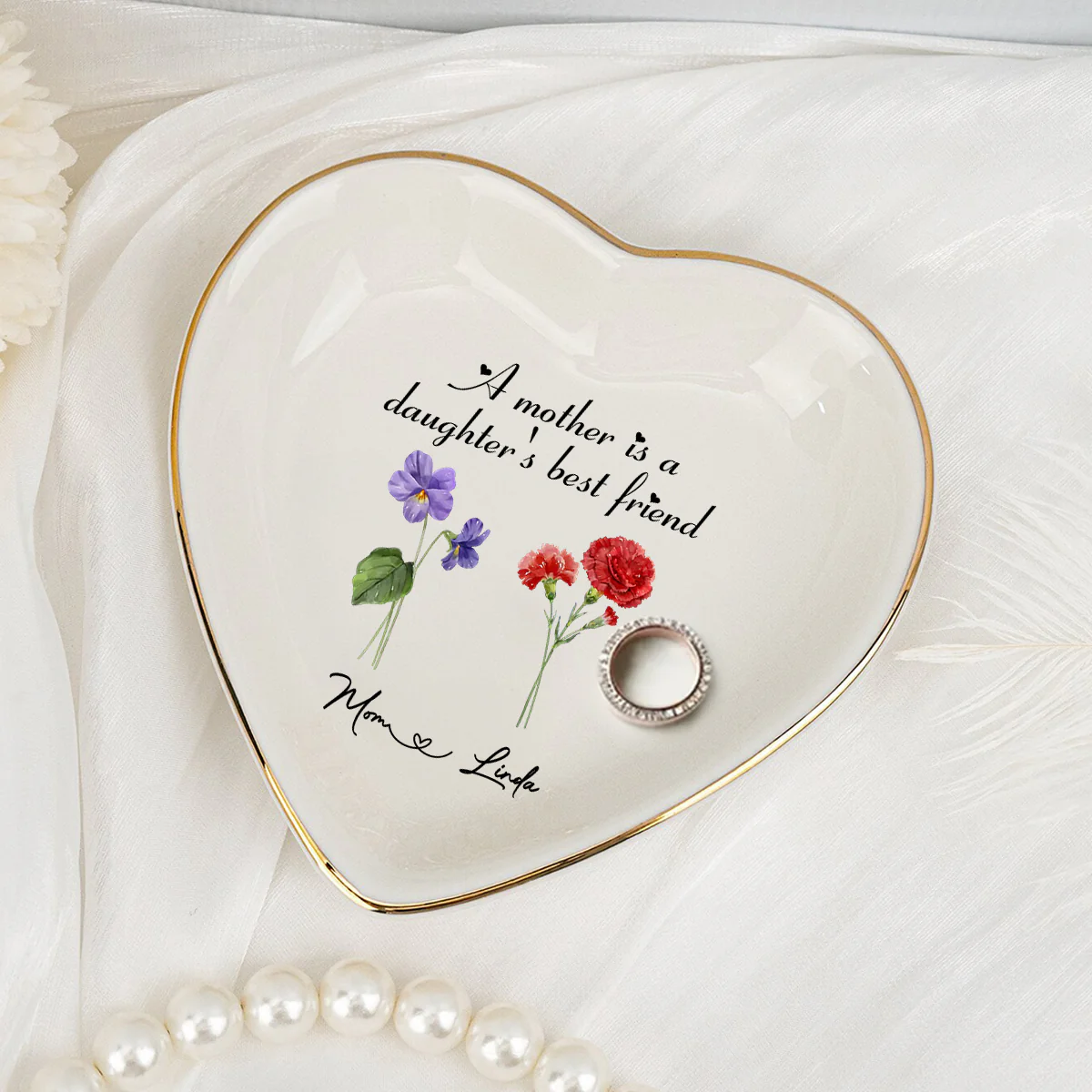 Daughter And Mother Are Best Friend - Personalized Custom Jewelry Dish - Image 5