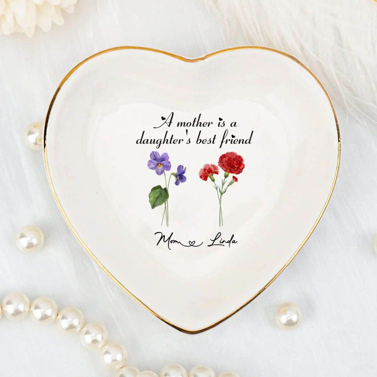 Daughter And Mother Are Best Friend - Personalized Custom Jewelry Dish - Image 6