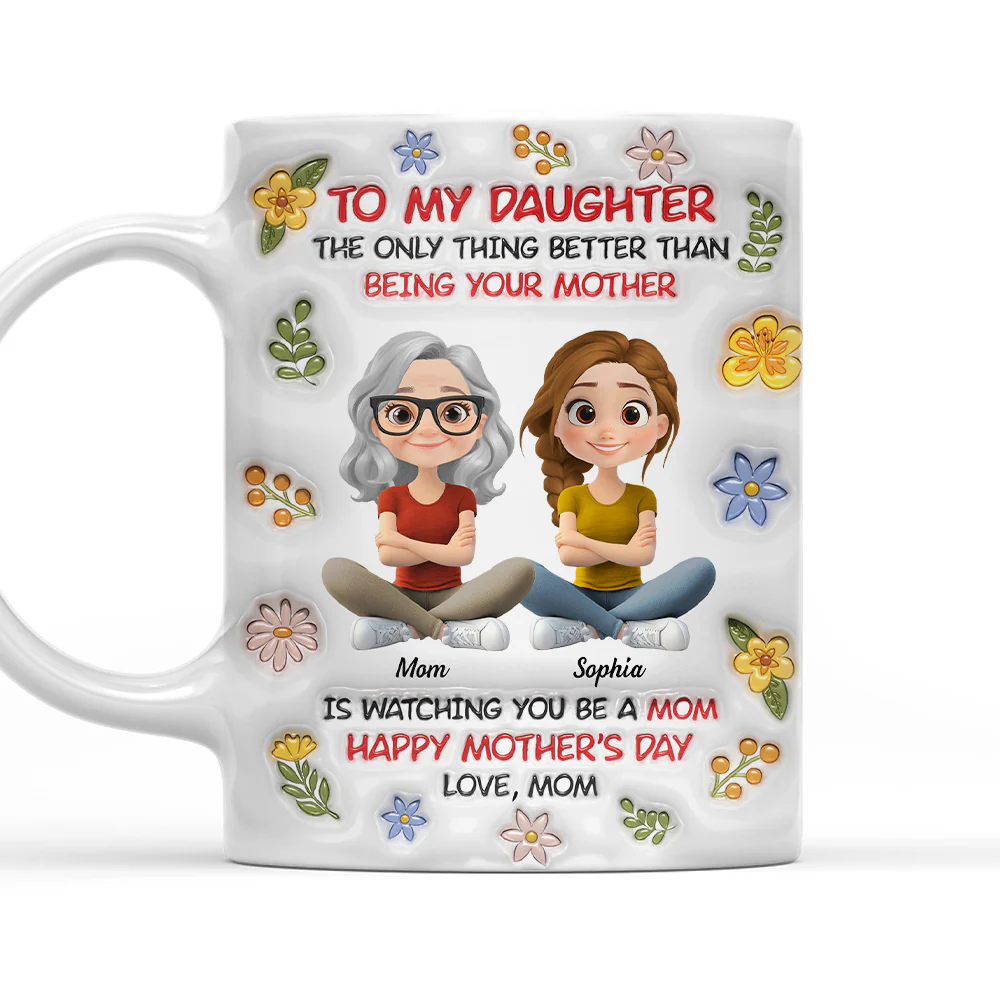 Daughter Become A Mom Cartoonize - Personalized Custom 3D Inflated Effect Mug
