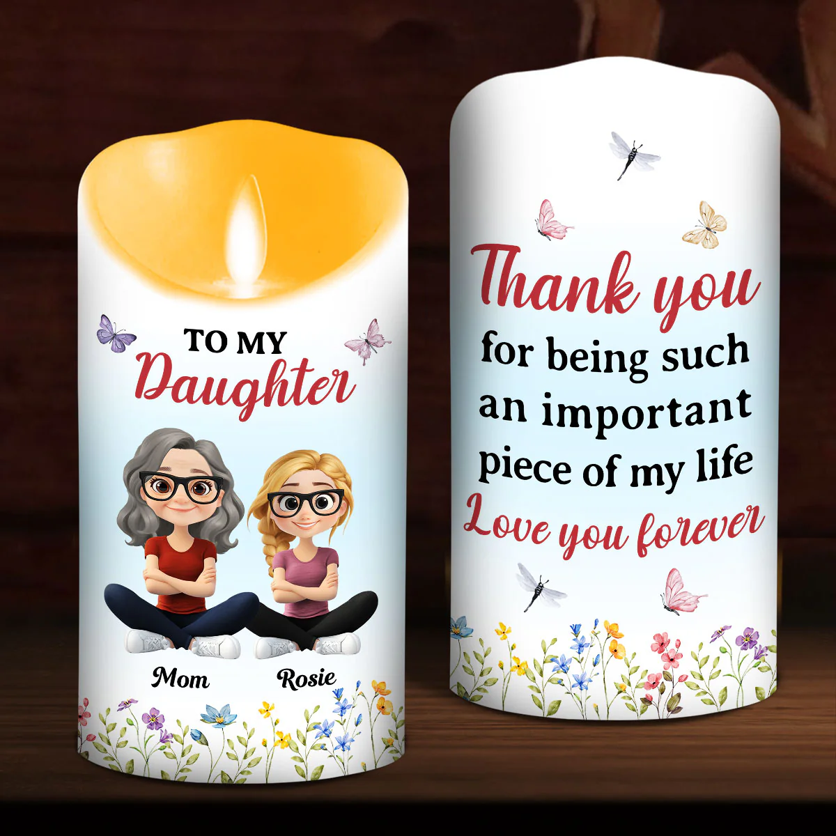 Daughter Is My Important Piece - Personalized Custom LED Candle - Image 3