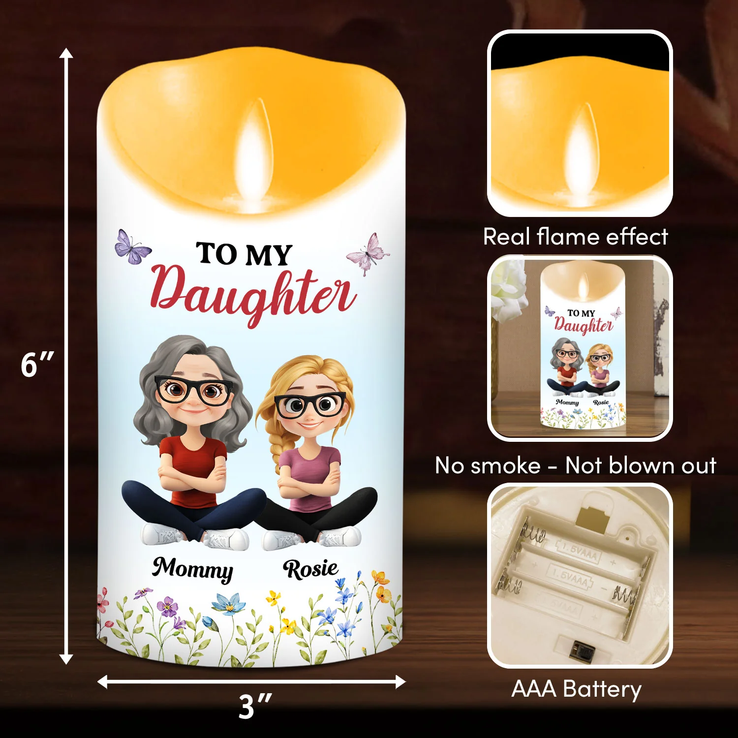 Daughter Is My Important Piece - Personalized Custom LED Candle - Image 6