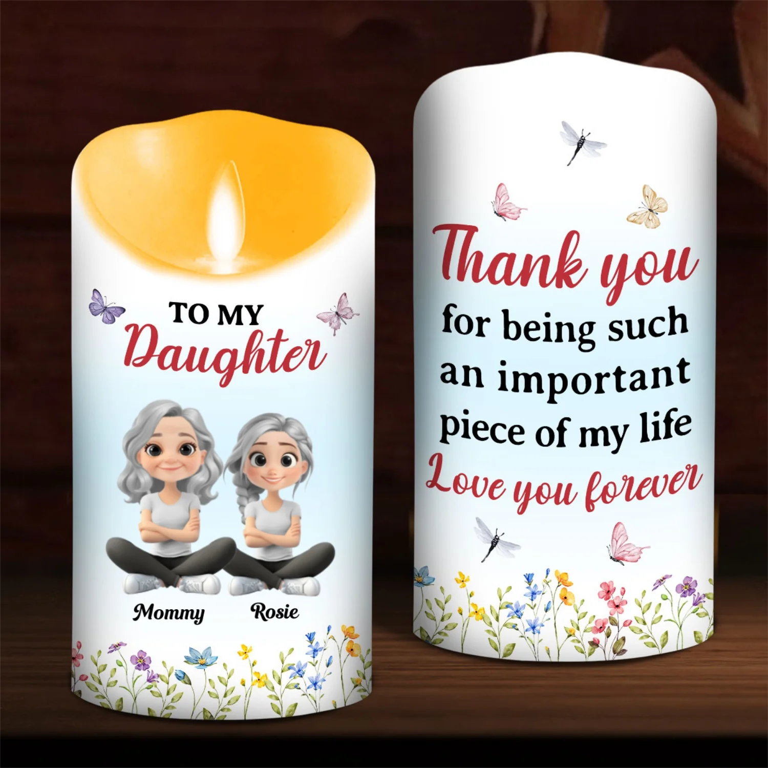 Daughter Is My Important Piece - Personalized Custom LED Candle - Image 7