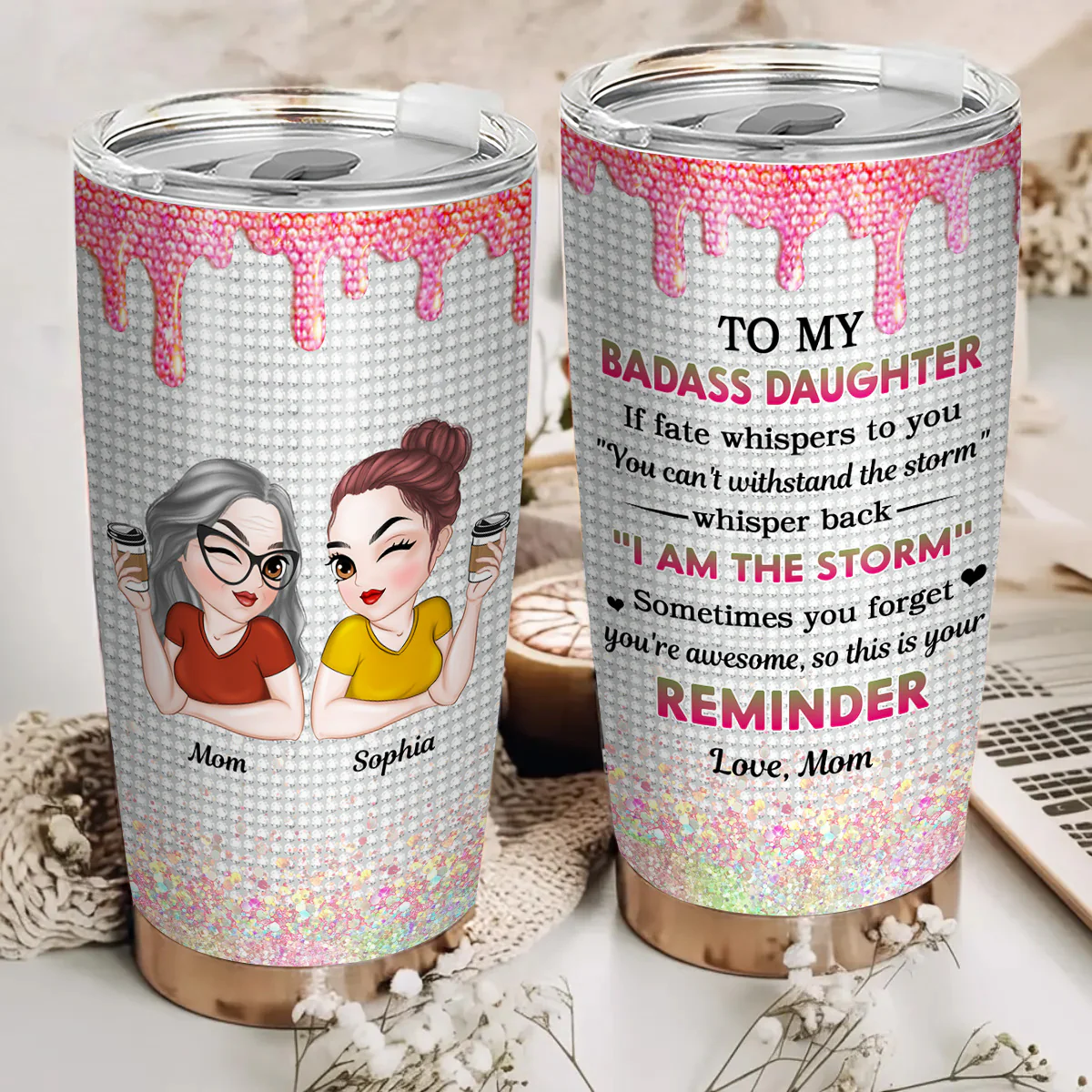 Daughter On Fire - Personalized Custom Tumbler - Image 4