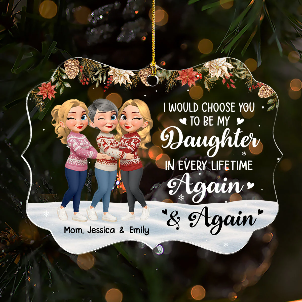 Daughter You Are My Always - Personalized Custom Acrylic Ornament - Image 2