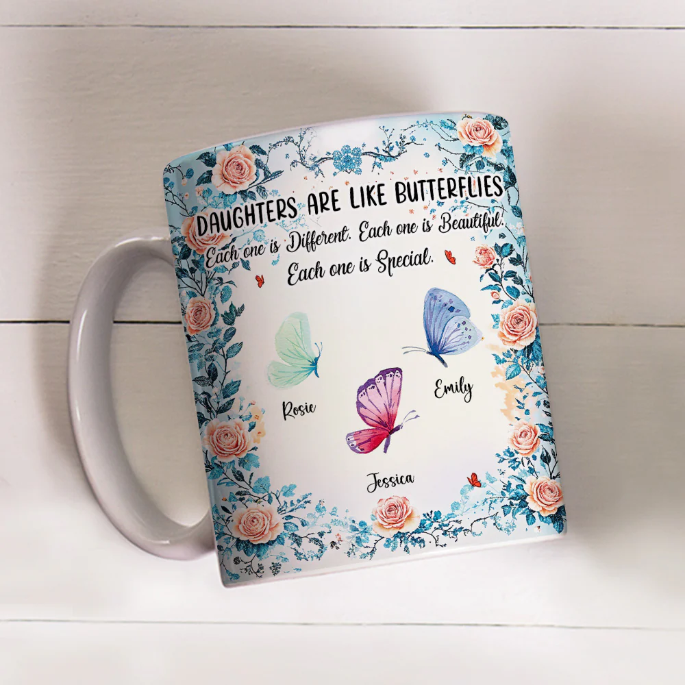 Daughters Bloom With Beauty - Personalized Custom Coffee Mug - Image 5