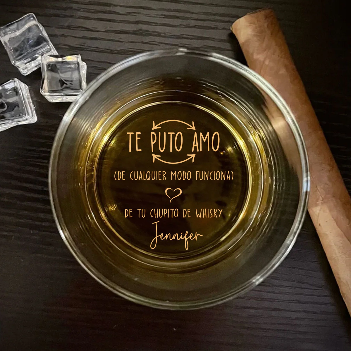 De Cualquier Modo Eres Mío - Vaso de Whisky Grabado Personalizado - Image 4