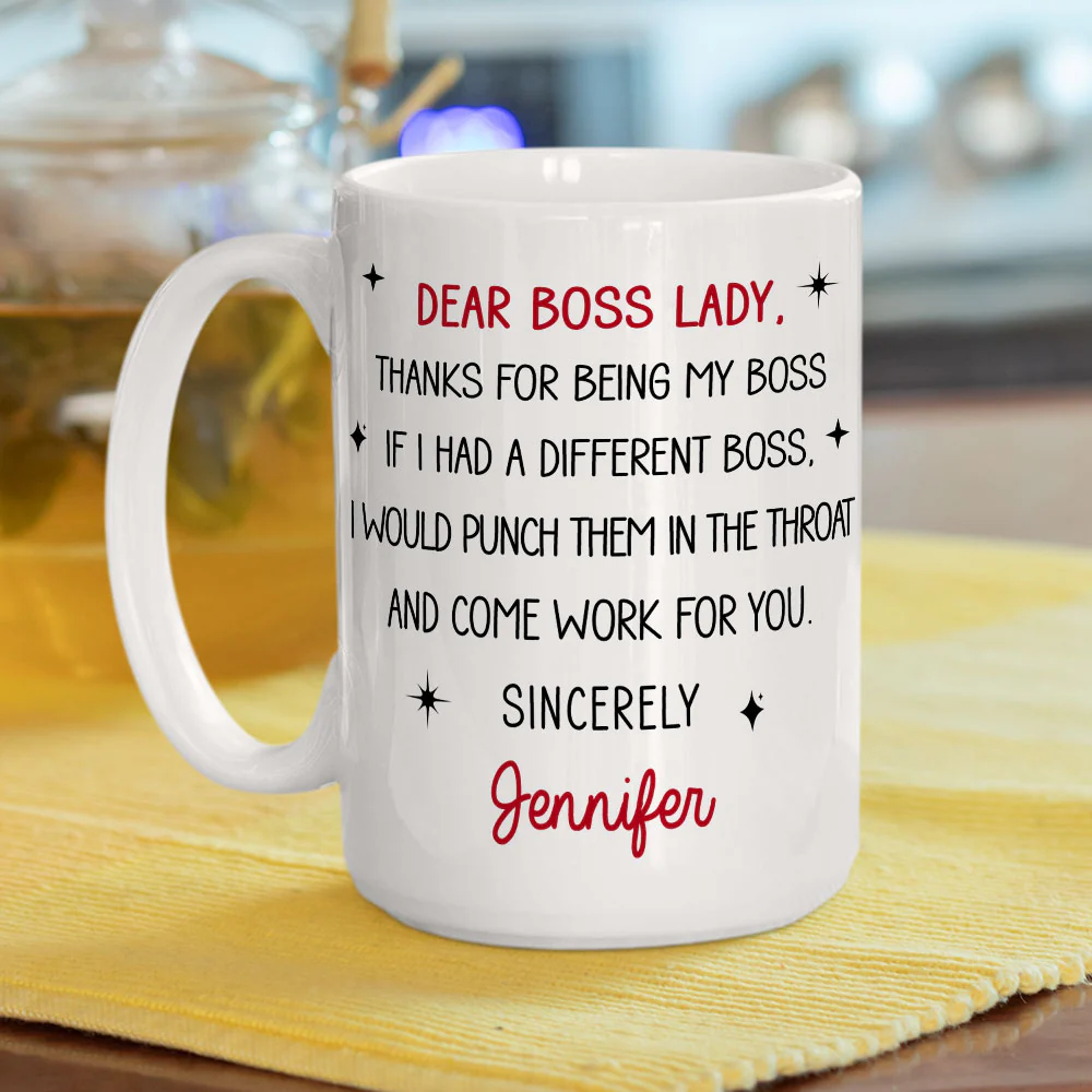 Dear Boss Lady - Personalized Custom Coffee Mug - Image 5