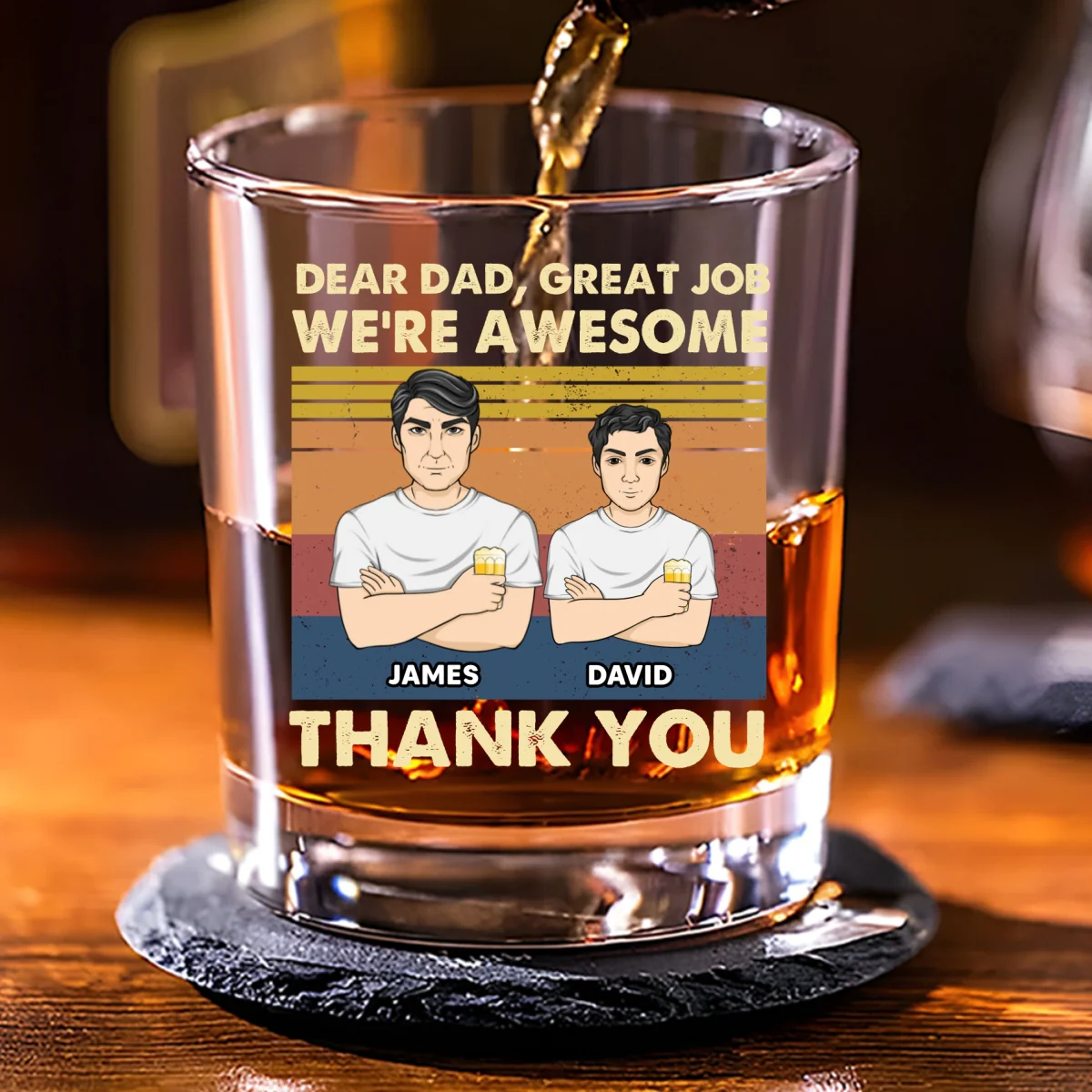Dear Dad Great Job We Are Awesome Thank You - Personalized Custom Whiskey Glass - Image 5