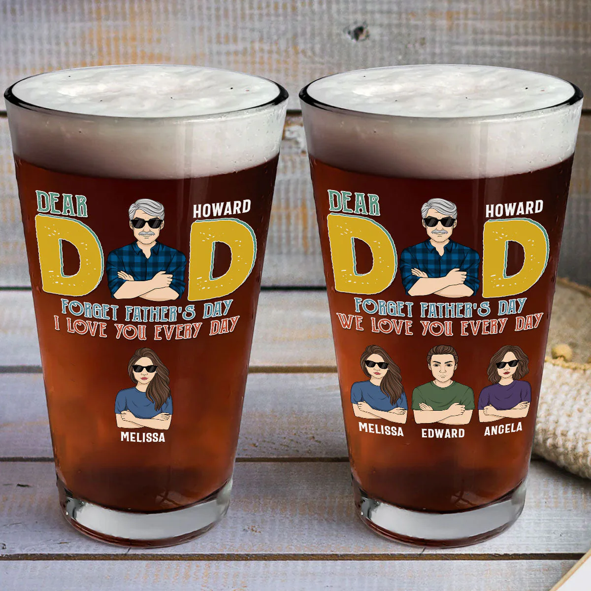 Dear Day Every Day Is Father Day - Personalized Custom Beer Glass - Image 4