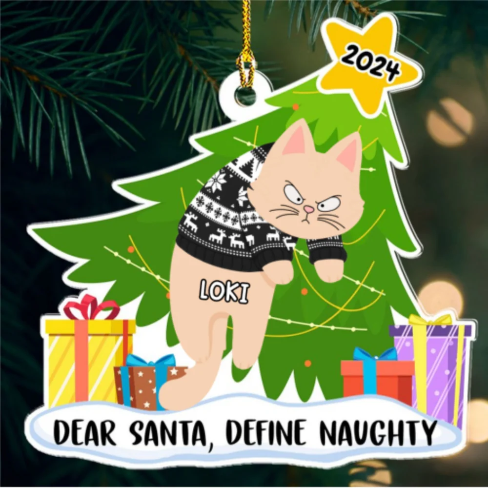 Dear Santa, Define Naughty - Personalized Custom Acrylic Ornament - Image 5