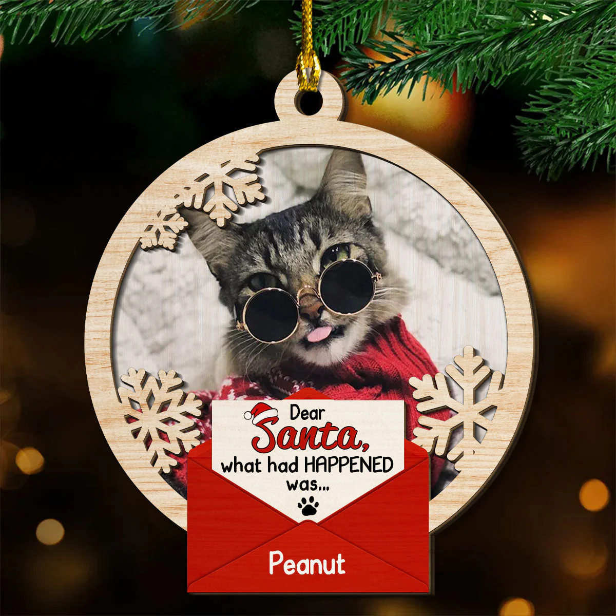 Dear Santa I Was Naughty - Personalized Custom 2-layered Wood Ornament - Image 2