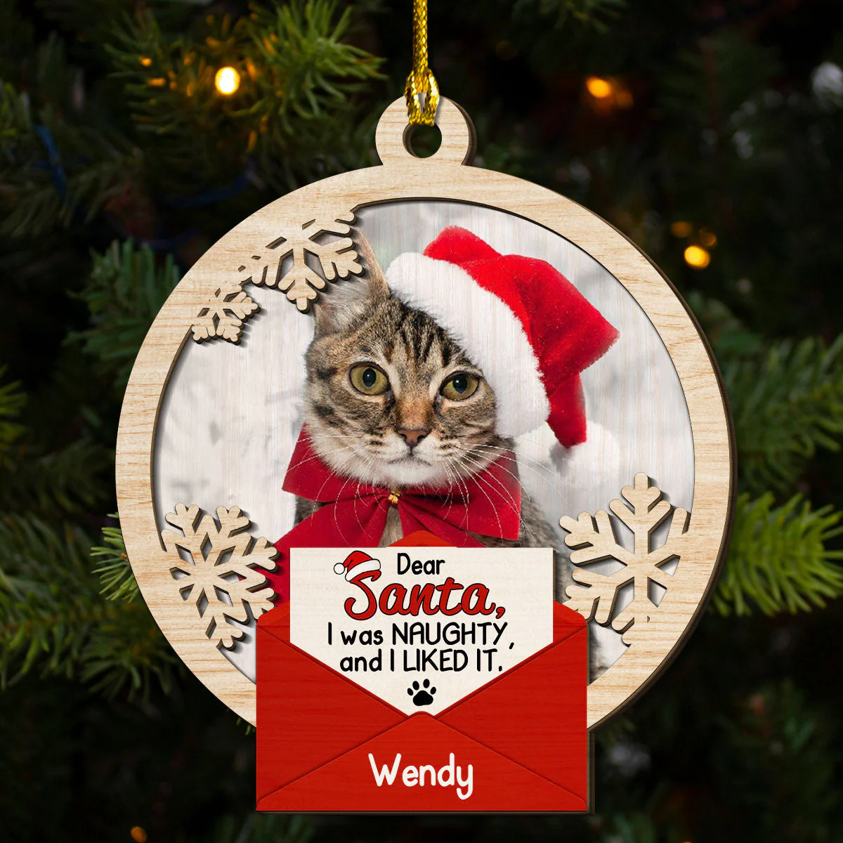 Dear Santa I Was Naughty - Personalized Custom 2-layered Wood Ornament - Image 4