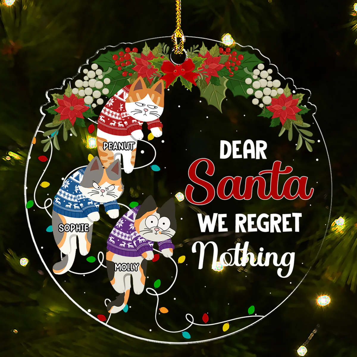 Dear Santa I've Been A Very Good Cat - Personalized Custom Acrylic Ornament - Image 4