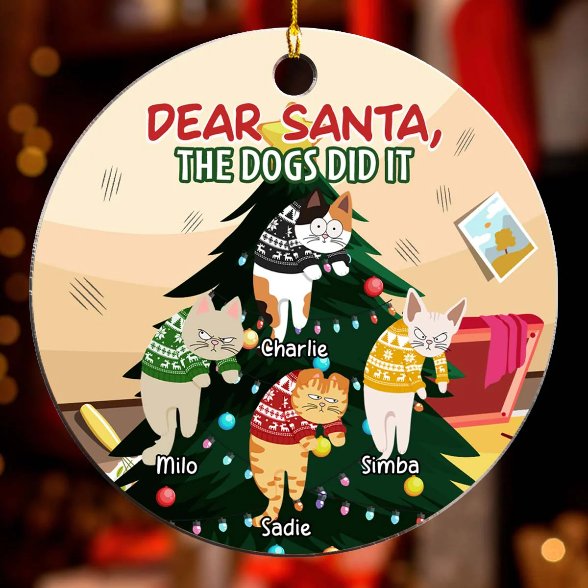 Dear Santa The Dog Did It - Personalized Custom Acrylic Ornament - Image 2