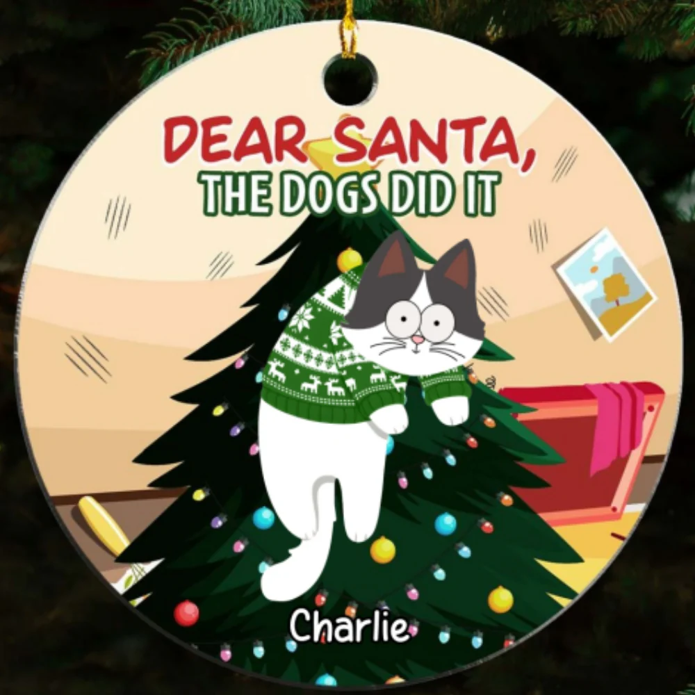 Dear Santa The Dog Did It - Personalized Custom Acrylic Ornament - Image 5