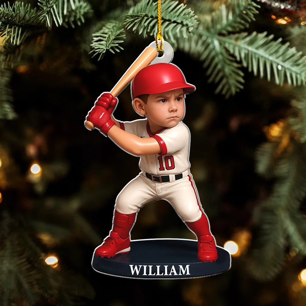 Deck The Halls With Baseballs - Personalized Custom Acrylic Ornament - Image 4